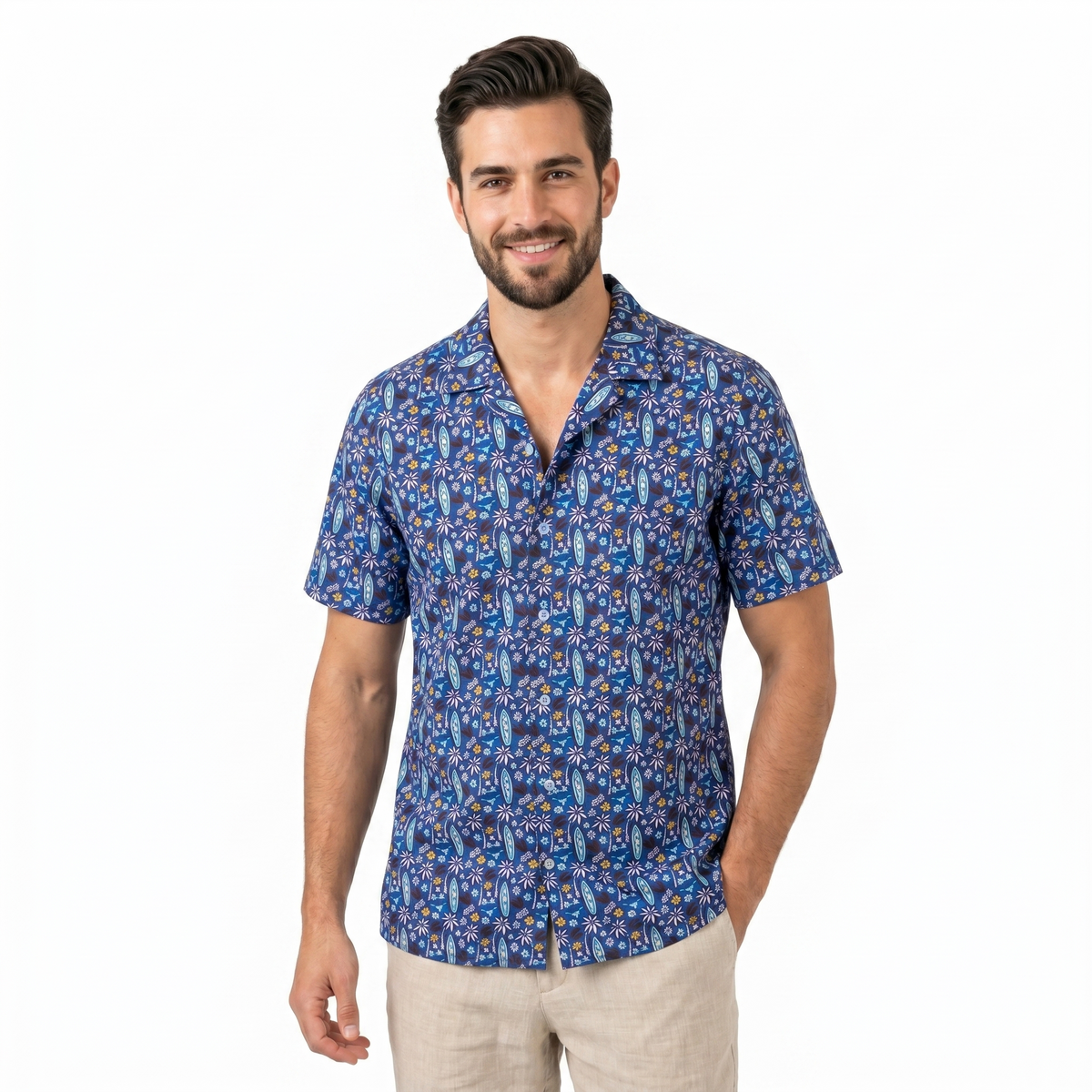 Patterned short-sleeve shirt B003